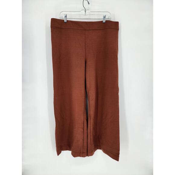 Chloe Kristyn Bridgette Wide-Leg Ponte Pants Dark Camel Women’s Size 1X - Picture 2 of 6